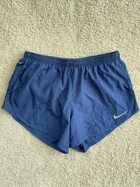 Nike Running Dri-Fit Navy Blue Leopard Athletic Lined Running Shorts Size Small